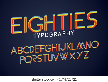 Typografie-Design-Vektorgrafik der achtziger Jahre, Illustration
