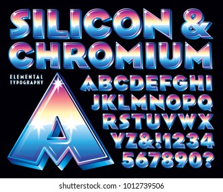 An eighties-style chrome 3-d vector alphabet