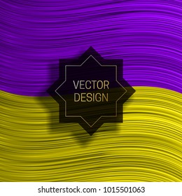 Eight-pointed frame on colorful dynamic background. Trendy packaging design or cover template.
