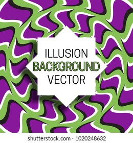 Eight-pointed frame with shadow on illusion background of moving pattern.