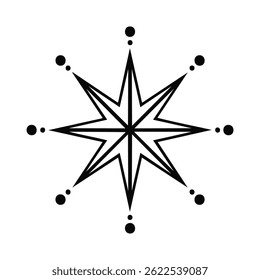 Eight-pointed star with dot accents on ends
