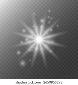 An eight-pointed star with glare particles and asterisks.
