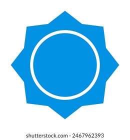 Eight-pointed star icon for app design or stamp template. Vector flat style.