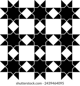 Eight-pointed star Islamic seamless vector pattern. Geometric arabic background texture.