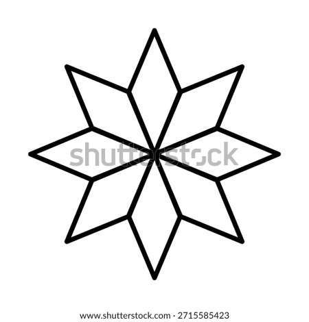 Eight-Pointed Star Outline Vector Icon