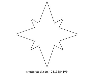 Achtzackige Sternskizze - Vektorlinearbild für Logo, Piktogramm oder Färbung. Umriss. Sternsymbol oder -symbol