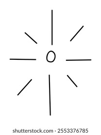 An eight-pointed star that looks like a sun with rays. Clip art doodle illustration.