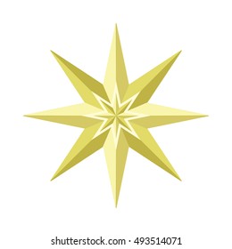 Eight-pointed star vector illustration. Traditional Christmas decorative element isolated on white background. Holidays symbol. Flat design. For gift wrapping, greetings, invitations, printings design