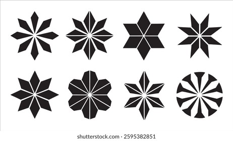 EightPointed Starburst Geometric Black White Shapes Designs