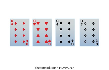 eights of all suits cards icon cartoon vector illustration graphic design