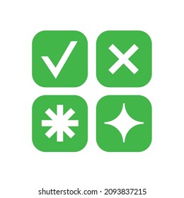 Eight-spoked Asterisk Sparkle Check Mark Cross Vector Green Button Emoji