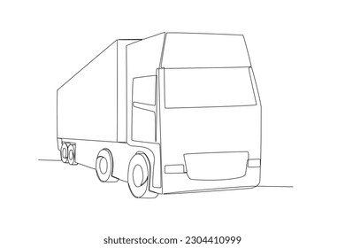 An eight-wheeler truck. Dia do motorista one-line drawing