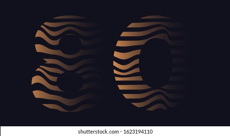 Eighty 80 number vector font alphabet, modern dynamic luxury flat design for your unique elements design ; logo, corporate identity, application, creative poster & more 