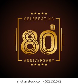 Eighty anniversary celebration logotype. 80th anniversary logo collection. Anniversary label. Anniversary logo template. Anniversary sign. Vector Illustration