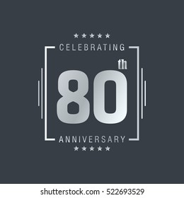 Eighty anniversary celebration logotype. 80th anniversary logo collection. Anniversary label. Anniversary logo template. Anniversary sign. Vector Illustration