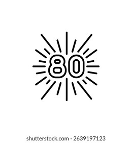 Eighty Anniversary Celebration With Radiant Burst Of Light Illustration