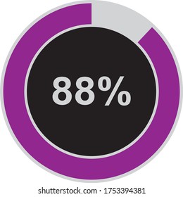 eighty eight percentage circle icon, 88 percent