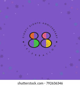 Eighty eight years, 88th Anniversary Celebration Logo Design, Number 88 Icon Vector Template.