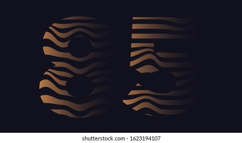 Eighty five 85 number vector font alphabet, modern dynamic luxury flat design for your unique elements design ; logo, corporate identity, application, creative poster & more 