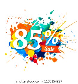 eighty five percents sale. Vector splash paint 