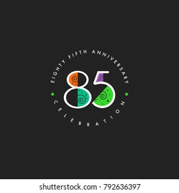 Eighty five years, 85th Anniversary Celebration Logo Design, Number 85 Icon Vector Template.