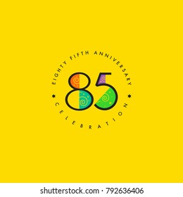 Eighty five years, 85th Anniversary Celebration Logo Design, Number 85 Icon Vector Template.