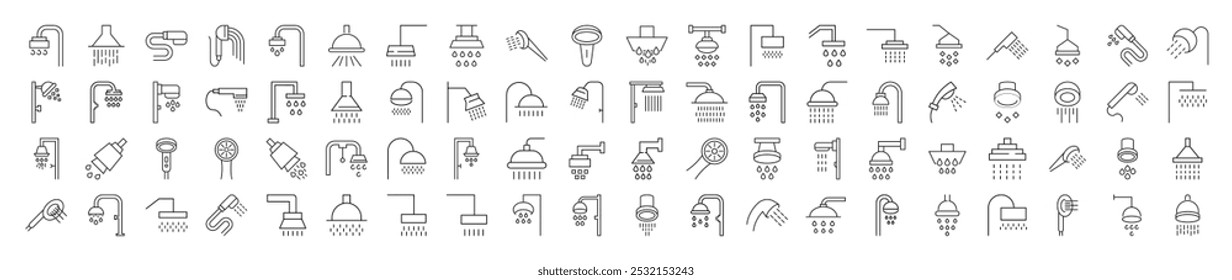 Eighty Icons of Shower for Sites and Webs. Illustration for web sites, apps, design, banners and other purposes