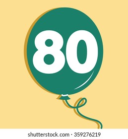 eighty logo with balloon. Vector illustration.