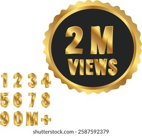 Eighty million 80m views 2 Million Views set vector illustration. Good for banner, poster, greeting card, party card, invitation, template, advertising, campaign, and social media.