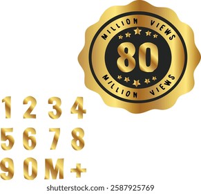 Eighty million 80m views 2 Million Views set vector illustration. Good for banner, poster, greeting card, party card, invitation, template, advertising, campaign, and social media.