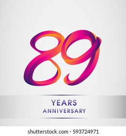 eighty nine years anniversary celebration logotype colorful design, 89th birthday logo on white background