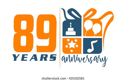Eighty Nine Years Gift Box Ribbon Anniversary 