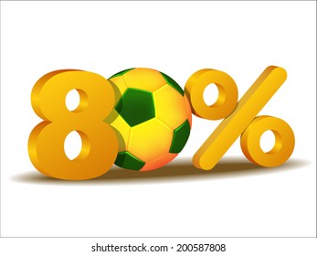 eighty percent discount icon with Brazil soccer ball