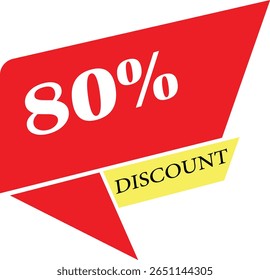 Eighty percent discount offer with bold text on red and yellow background
