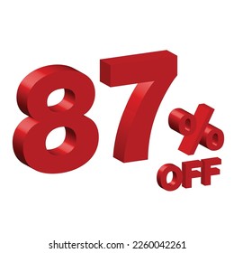 eighty seven 87 percent off 3d vector illustration 