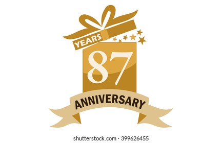 Eighty Seven Years Gift Box Ribbon Anniversary 