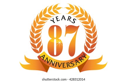 Eighty Seven Years Gift Box Ribbon Anniversary 