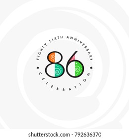 Eighty six years, 86th Anniversary Celebration Logo Design, Number 86 Icon Vector Template.