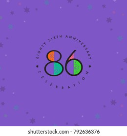 Eighty six years, 86th Anniversary Celebration Logo Design, Number 86 Icon Vector Template.