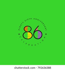 Eighty six years, 86th Anniversary Celebration Logo Design, Number 86 Icon Vector Template.