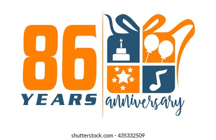 Eighty Six Years Gift Box Ribbon Anniversary 