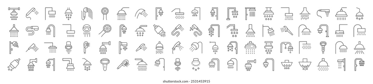 Eighty Symbols of Shower for Websites and Apps. Illustration for web sites, apps, design, banners and other purposes