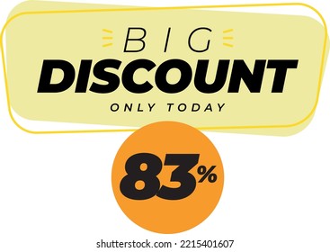 Eighty three 83 percent big discount sale banner label yellow
