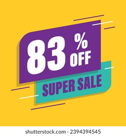 Eighty three 83% percent purple and green sale tag vector