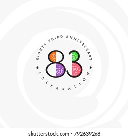 Eighty three years, 83rd Anniversary Celebration Logo Design, Number 83 Icon Vector Template.
