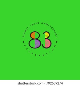 Eighty three years, 83rd Anniversary Celebration Logo Design, Number 83 Icon Vector Template.