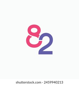 Eighty two number 82 modern logo design vector illustration