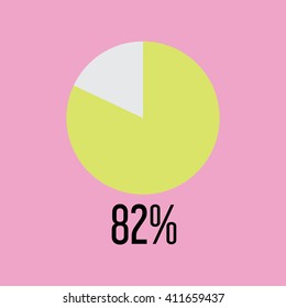 Eighty Two percentage circle icon, vector illustrator