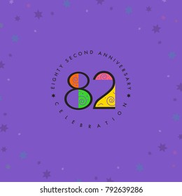 Eighty two years, 82nd Anniversary Celebration Logo Design, Number 82 Icon Vector Template.