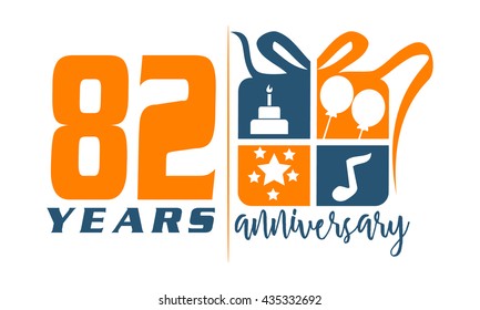 Eighty Two Years Gift Box Ribbon Anniversary 